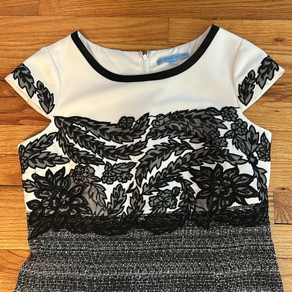 Antonio Melani Embroidered Tweed Dress Sz 10 - Picture 5 of 10